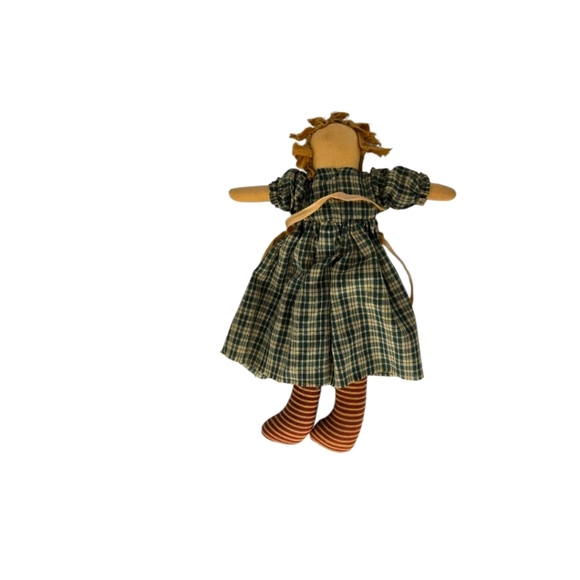 Handmade 11" Primitive Folk Art Cloth Rag Doll Country Farmhouse Decor on Chair - Picture 5 of 11